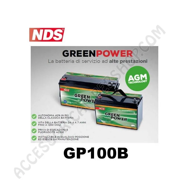 Batteria NDS GP100B 12V 100AH AGM per Camper | Accessoricampershop.com