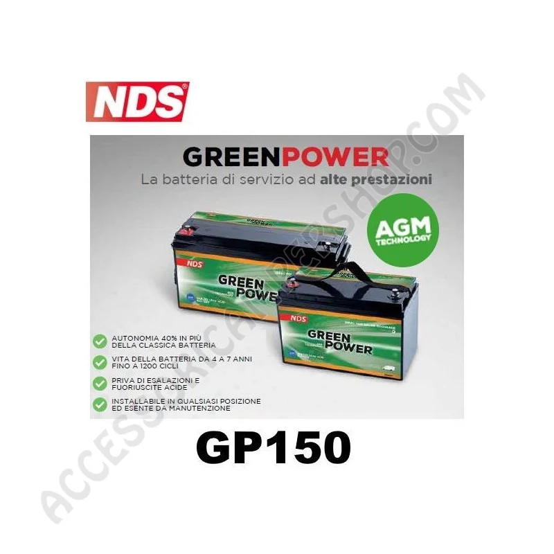 Batteria NDS GP150 12V 150AH per camper | Accessoricampershop.com