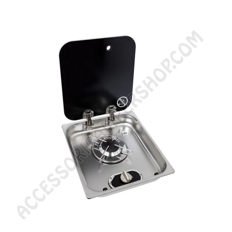 Piano cottura a gas CARBEST 1 fuoco con coperchio | Accessoricampershop.com