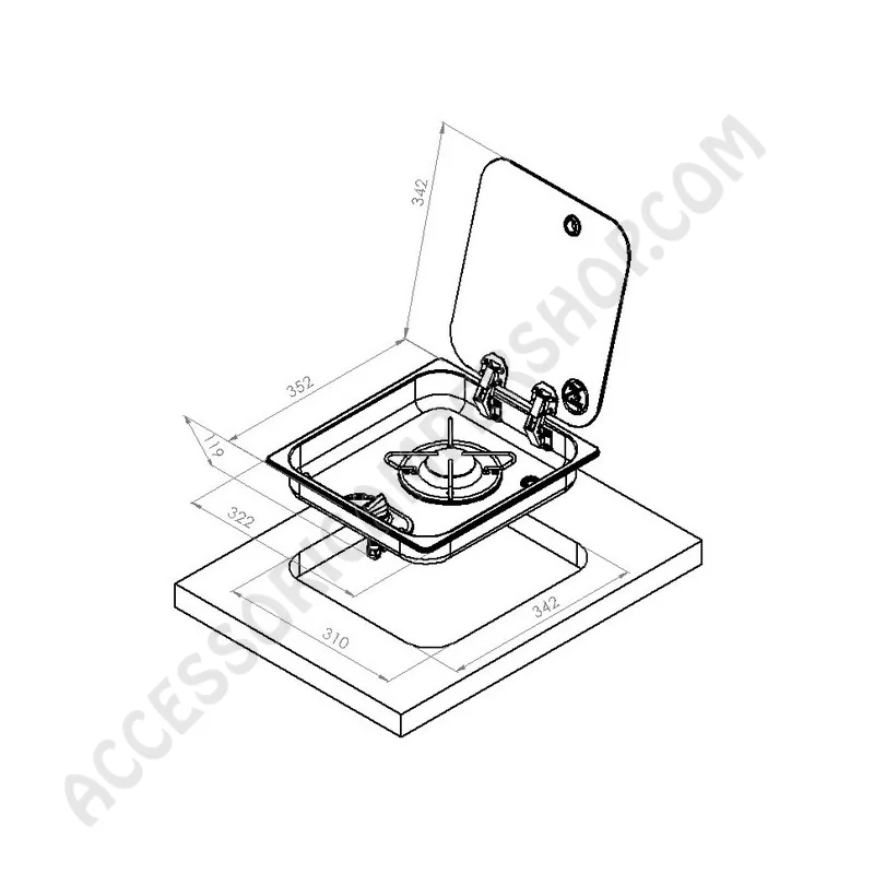 Piano cottura a gas CARBEST 1 fuoco con coperchio | Accessoricampershop.com