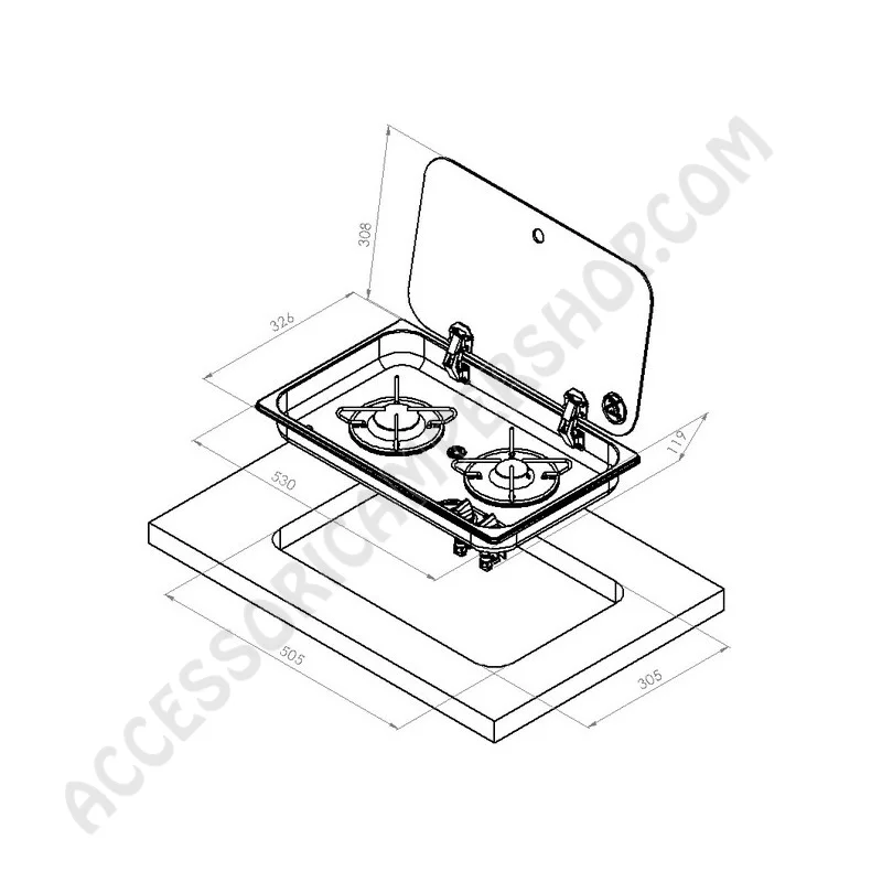 Piano Cottura da Incasso Carbest 2 Fuochi | Accessoricampershop.com