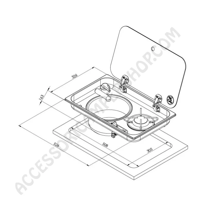 Piano cottura a gas 1 fuoco con lavello da incasso | Accessoricampershop.com