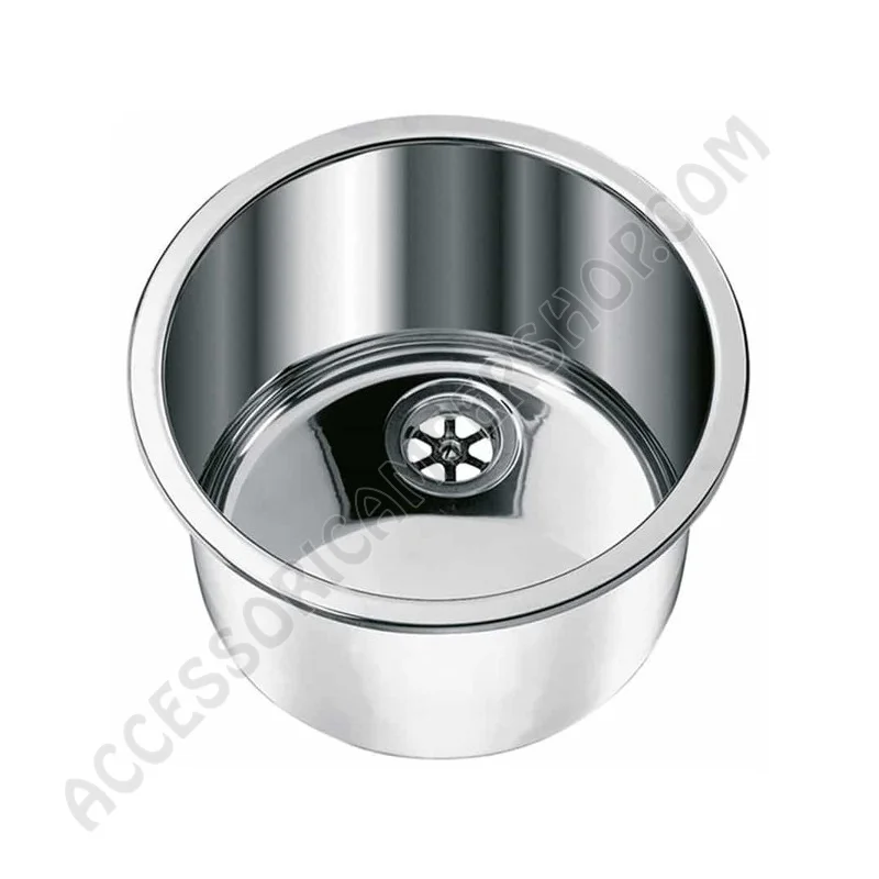Lavello da incasso in acciaio inox Ø340 mm cilindrico | Accessoricampershop.com