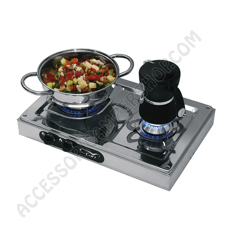 Fornello da Appoggio a Gas 2 Fuochi Inox FN1332 CAN | Accessoricampershop.com