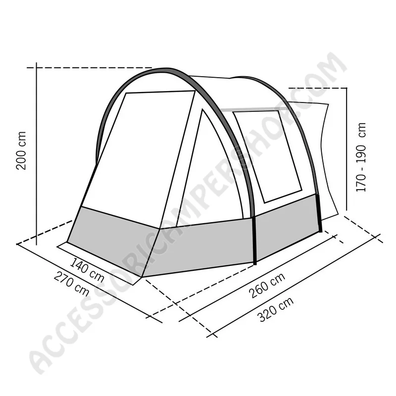 Tenda Veranda Laterale TOUR COMPACT 2 per Minivan | Accessoricampershop.com