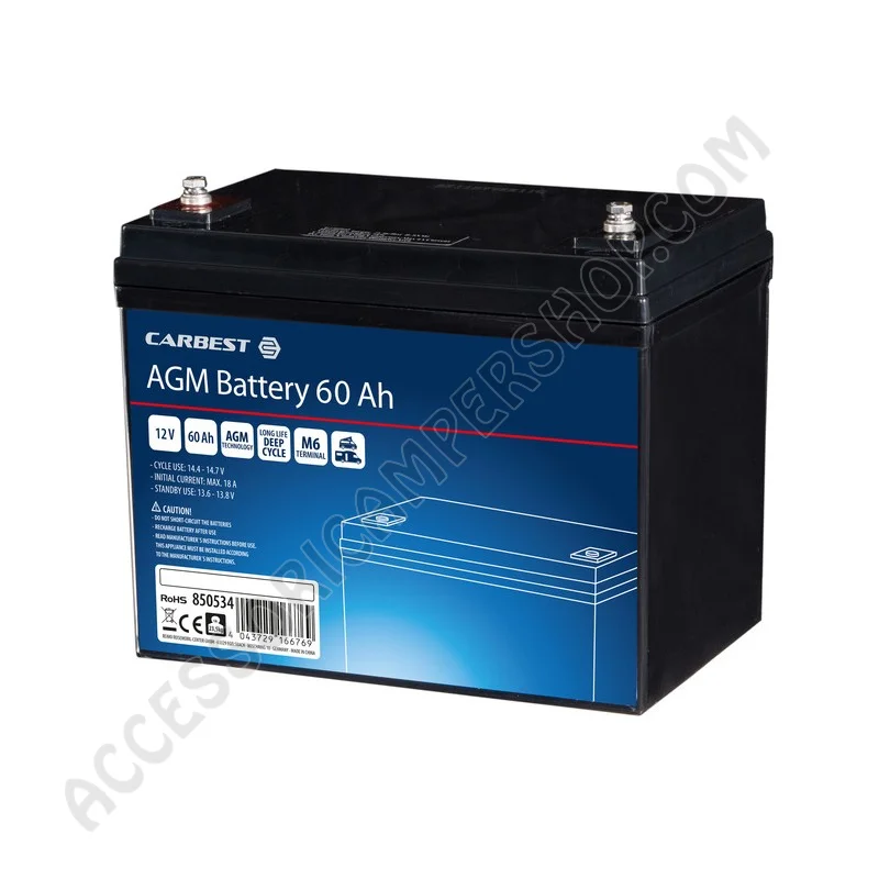 Batteria AGM 60AH Carbest per Camper e Caravan | Accessoricampershop.com