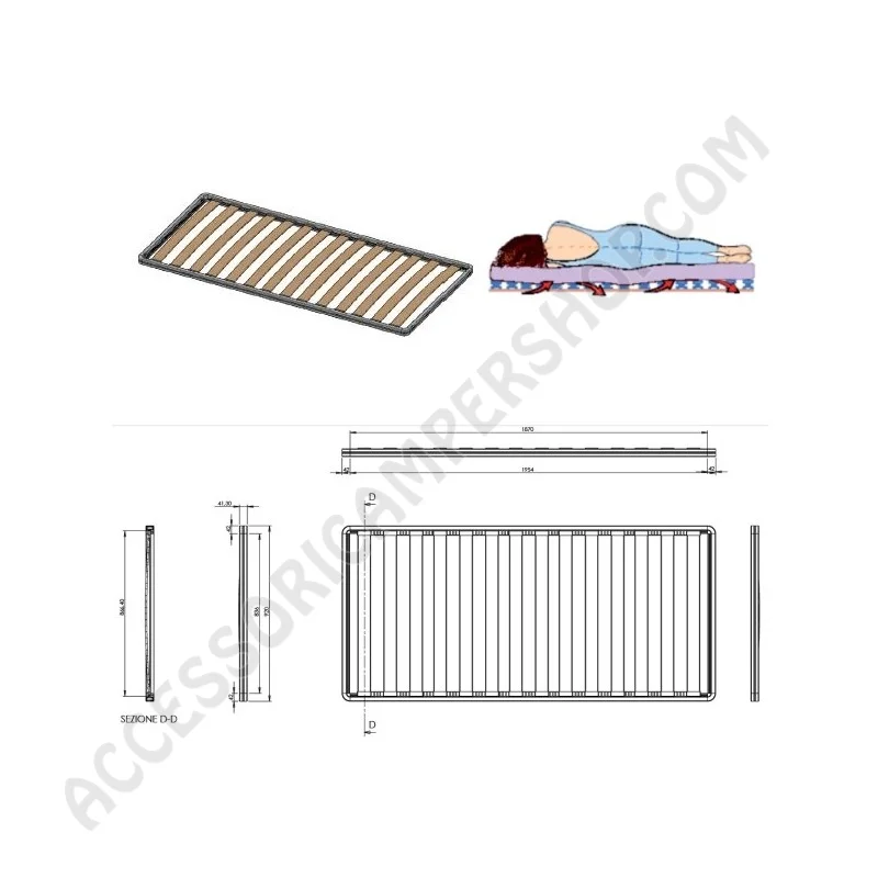 Kit Rete Letto Singolo in Alluminio Mod. Sara | Accessoricampershop.com