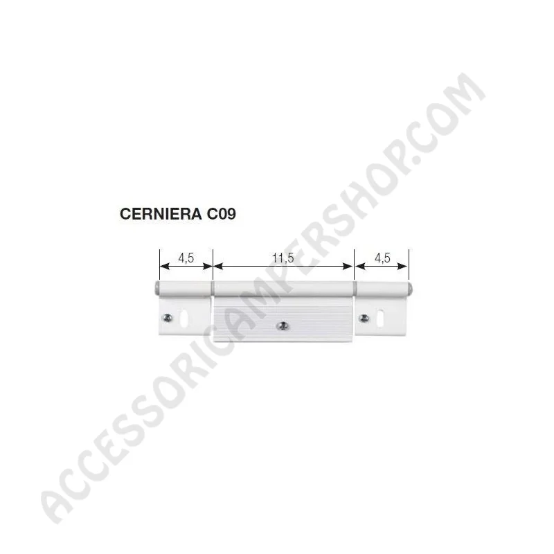 Cerniera C09 Bianca RAL9010 per Porta 195x48 mm | Accessoricampershop.com