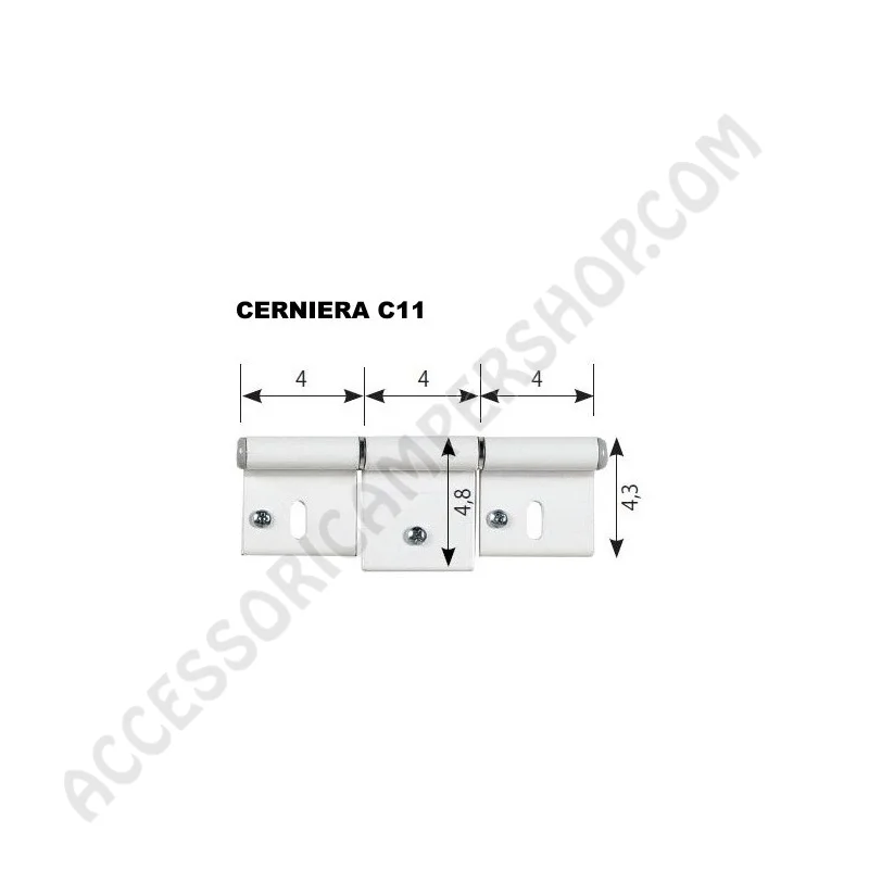 Cerniera C11 Bianca RAL9010 per Porta e Portellone | Accessoricampershop.com