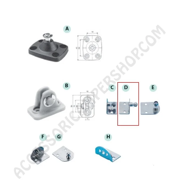 Supporti laterali inox per molle a gas camper | Accessoricampershop.com