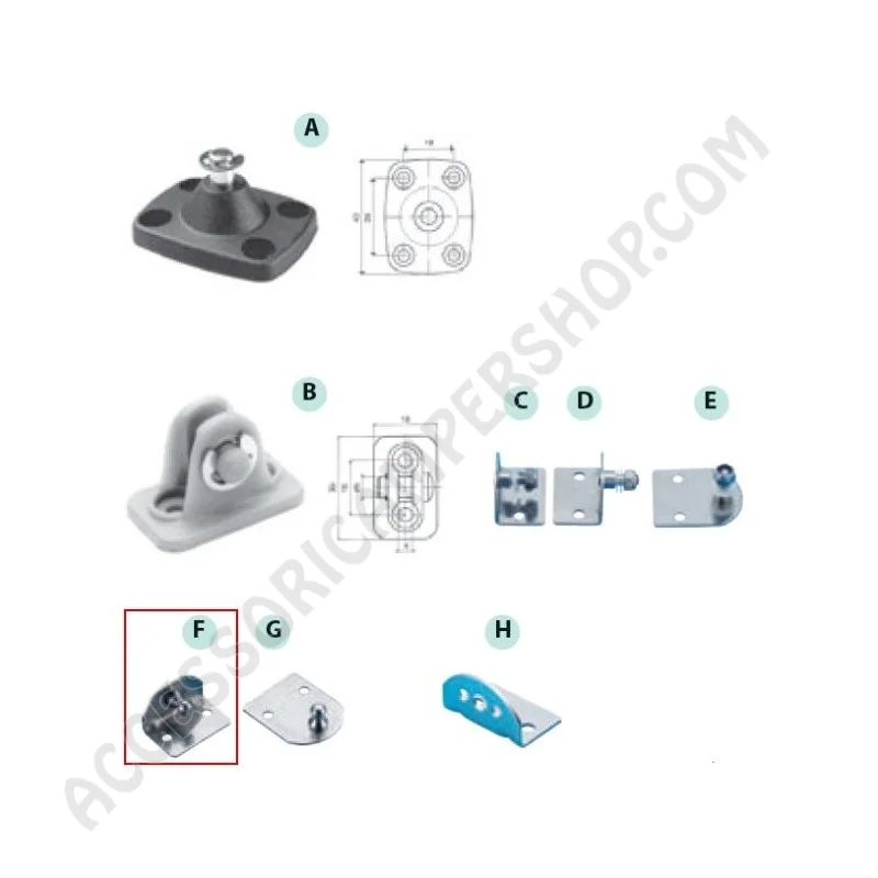 Supporti laterali inox per molle a gas portelloni | Accessoricampershop.com