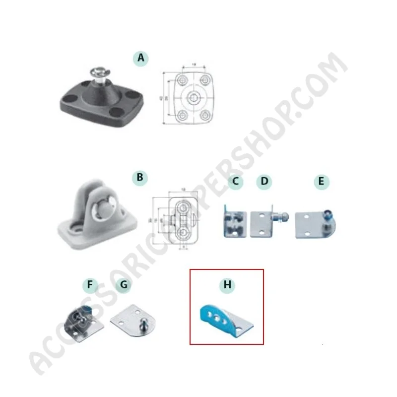 Coppia Staffa a Tre Fori Inox per Molle a Gas | Accessoricampershop.com