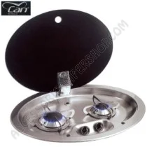 Piano cottura ovale 2 fuochi in acciaio inox | Accessoricampershop.com