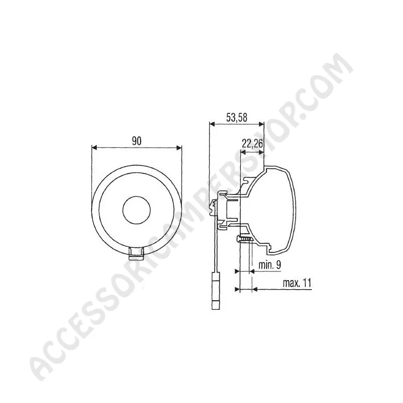 Fanale Posteriore Hella Circolare Ø 90 mm | Accessoricampershop.com