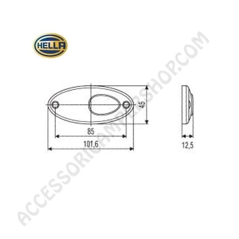 Luce d'ingombro orizzontale 2LED con cavo Hella | Accessoricampershop.com