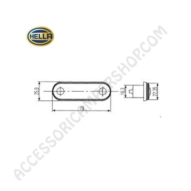 Luce Ingombro LED Incasso Orizzontale Hella | Accessoricampershop.com