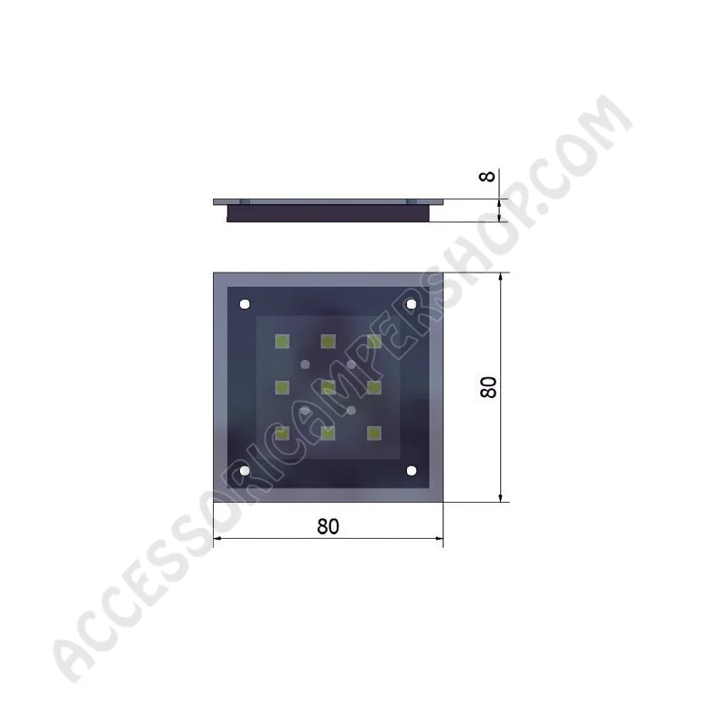 Plafoniera Spot LED Fisso in Policabornato Silver | Accessoricampershop.com
