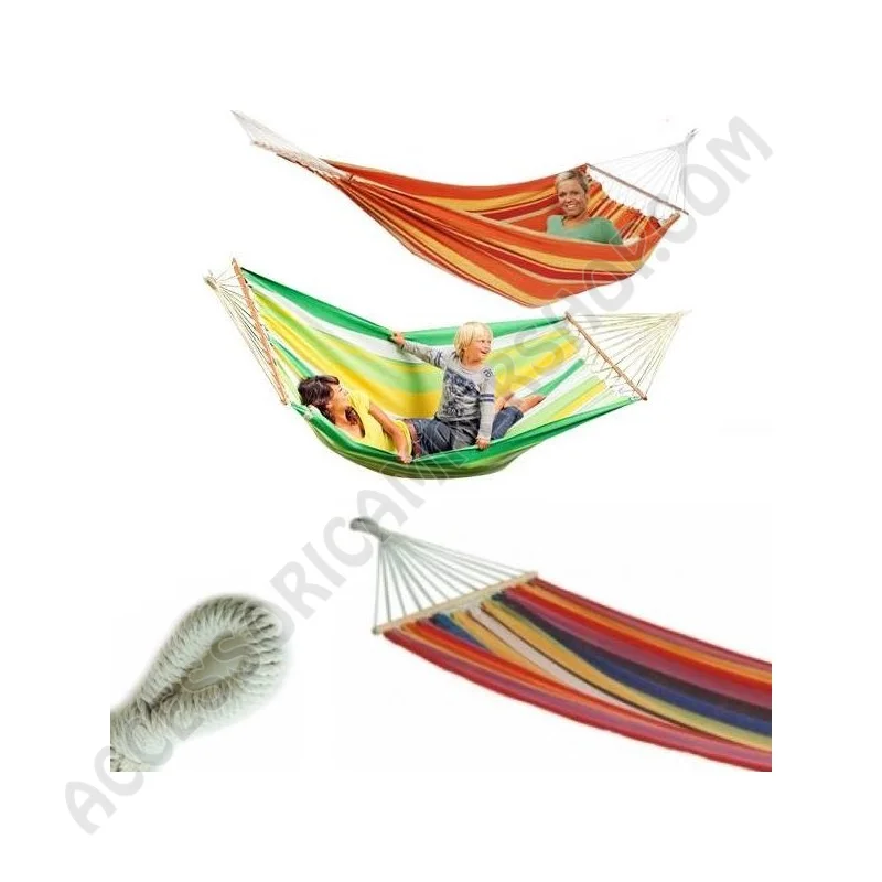 Amaca multicolore in cotone con aste | Accessoricampershop.com