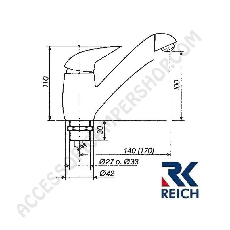 Miscelatore Cromato Reich Pelikan per Lavello | Accessoricampershop.com