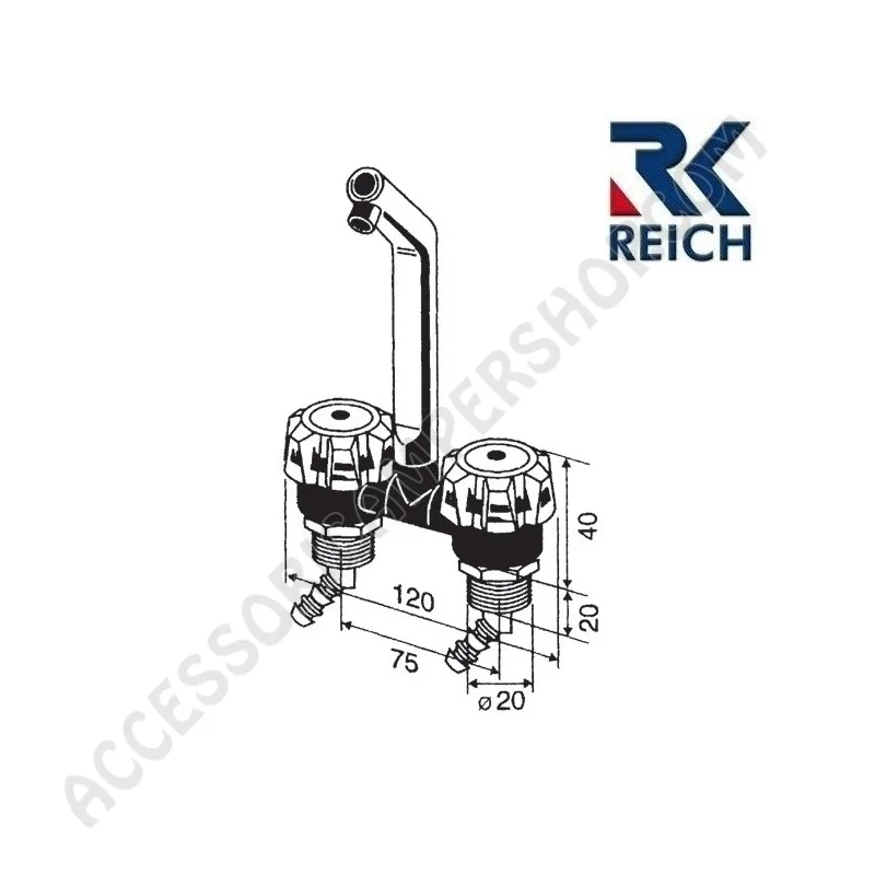 Rubinetto doppio foro con canna abbattibile | Accessoricampershop.com