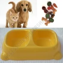 Ciotola doppia per animali gialla | Accessoricampershop.com