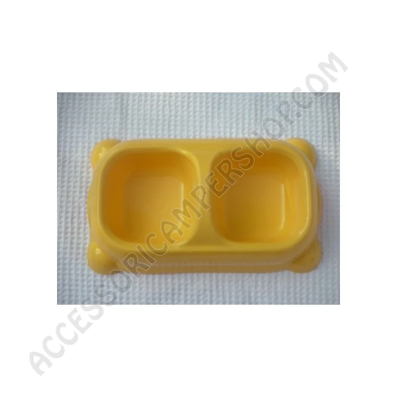 Ciotola doppia per animali gialla | Accessoricampershop.com
