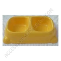 Ciotola doppia per animali gialla | Accessoricampershop.com