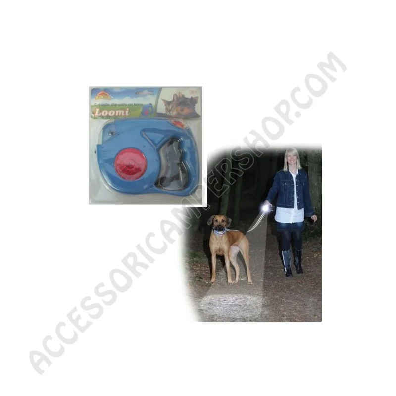 Guinzaglio riflettente con torcia per animali | Accessoricampershop.com