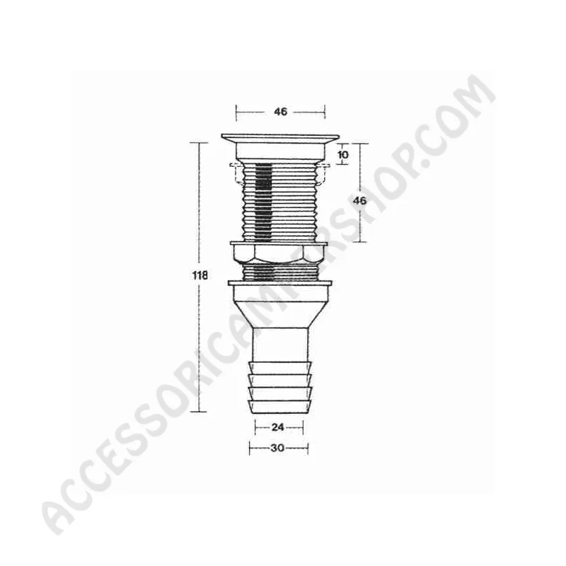 Piletta scarico doccia dritta per camper | Accessoricampershop.com
