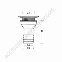 Piletta scarico diritta Ø 25 mm per camper | Accessoricampershop.com