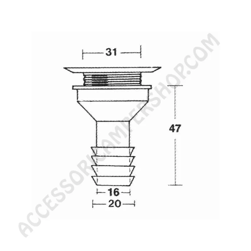 Piletta scarico diritta Ø 20 mm per camper | Accessoricampershop.com