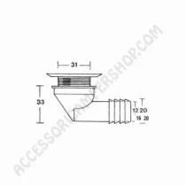 Piletta Scarico Curva Ø 20 mm per Camper | Accessoricampershop.com