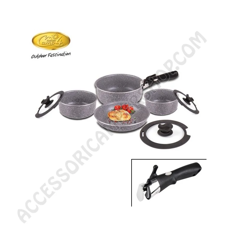 Set Pentole Alluminio Antiaderente 8 Pezzi da Campeggio | Accessoricampershop.com