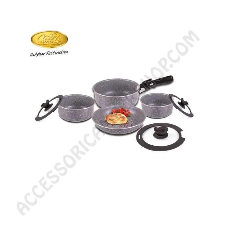 Set Pentole Alluminio Antiaderente 8 Pezzi da Campeggio | Accessoricampershop.com