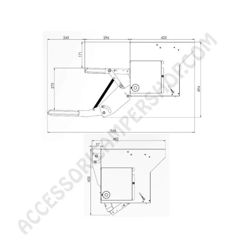 Gradino elettronico doppio a scomparsa 440 mm | Accessoricampershop.com