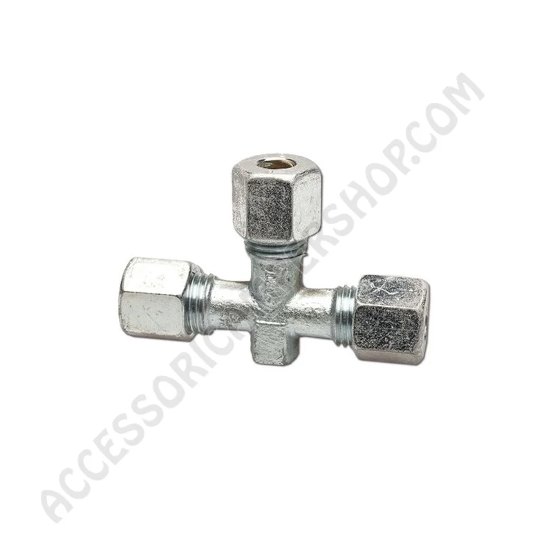 Raccordo Gas a T Acciaio Zincato Ø 8 mm | Accessoricampershop.com
