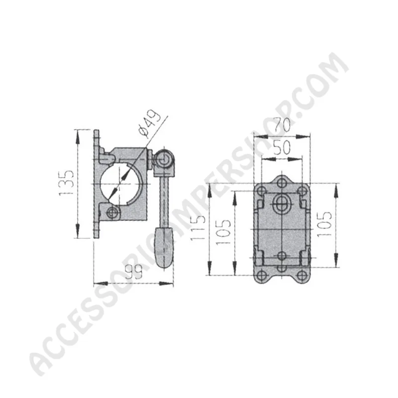 Supporto AL KO per Ruotino Ø 48 mm per Caravan | Accessoricampershop.com