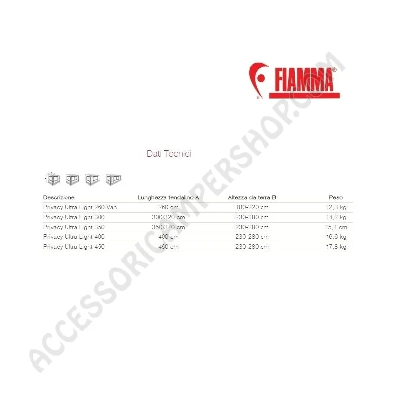 Veranda Fiamma Privacy Ultra Light per Camper | Accessoricampershop.com
