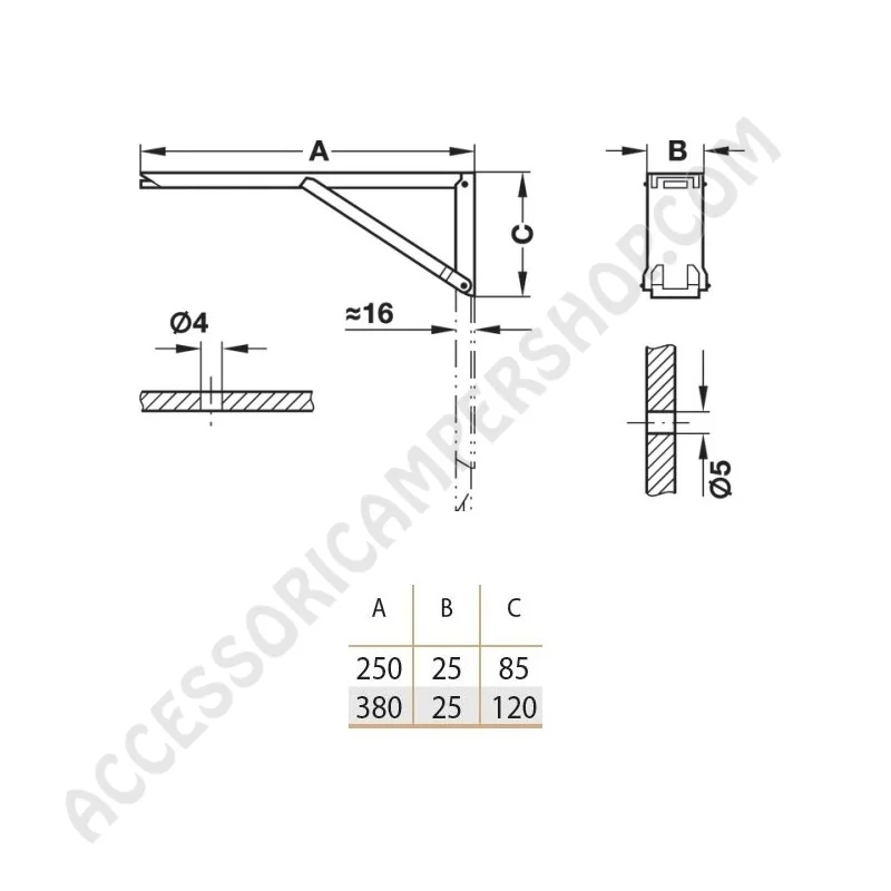 Mensole ribaltabili per tavolo di camper | Accessoricampershop.com