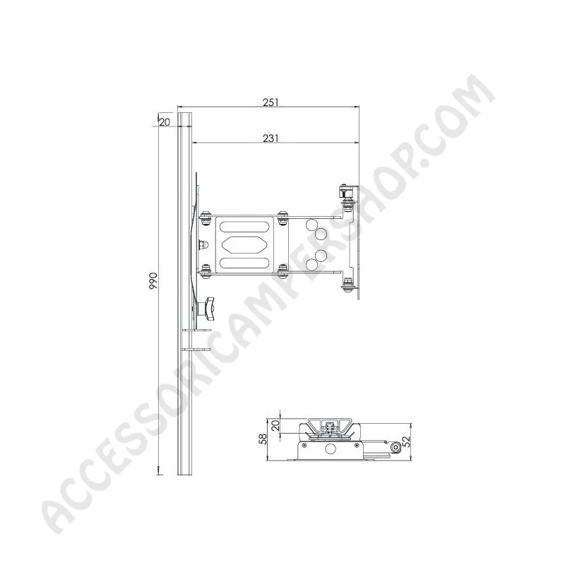 Supporto TV LCD Scorrimento Verticale | Accessoricampershop.com