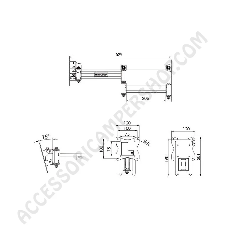 Supporto TV LCD a Braccio per Camper | Accessoricampershop.com