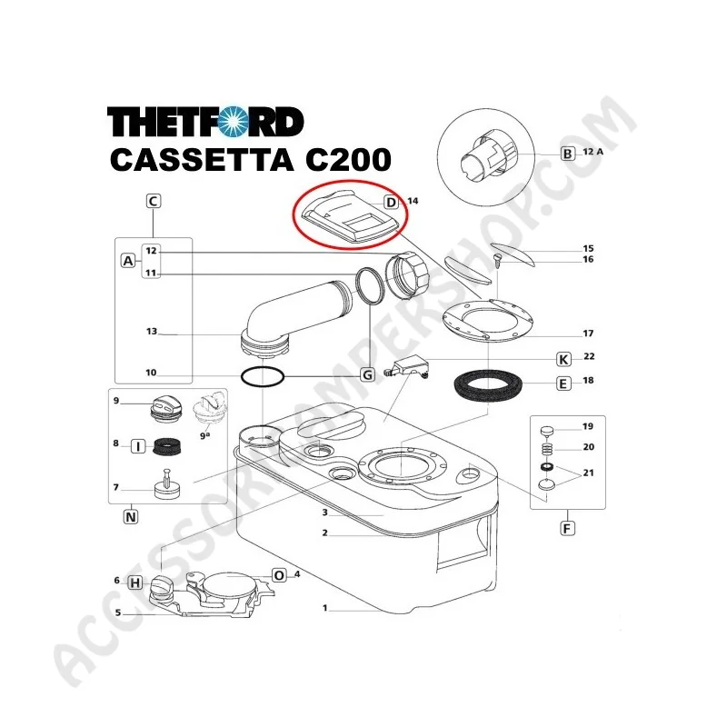 Valvola di Ricambio Slitta Centrale THETFORD C2/C3/C4 | Accessoricampershop.com