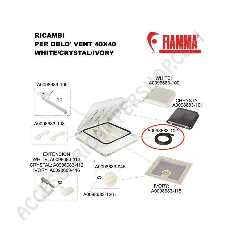 KIT GUARNIZIONE COPERCHIO VENT 40X40 FIAMMA | Accessoricampershop.com