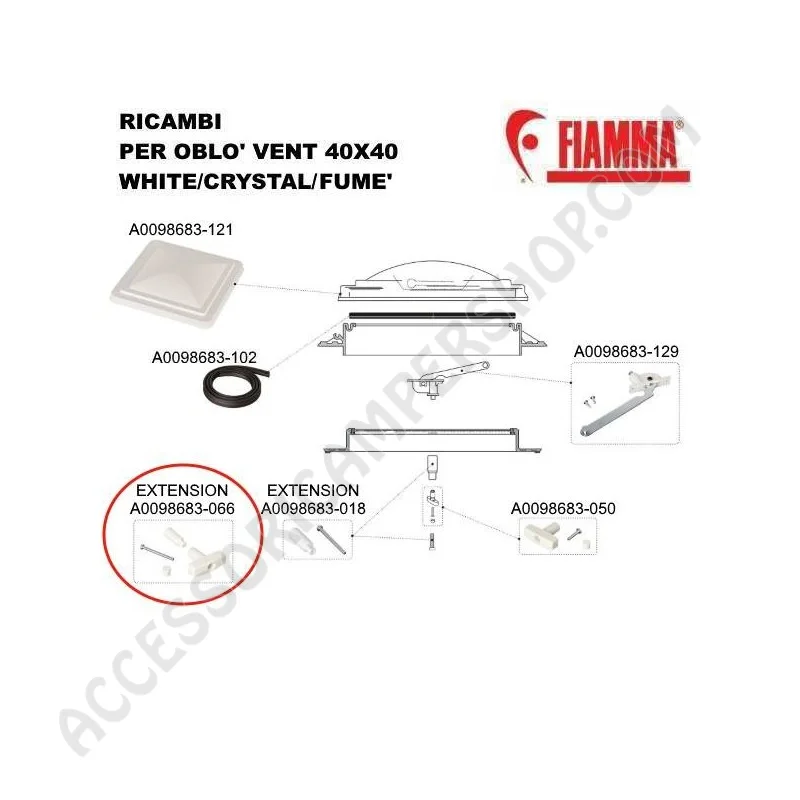 Ricambio Extension Vent 160 per Oblo Fiamma 40x40 | Accessoricampershop.com
