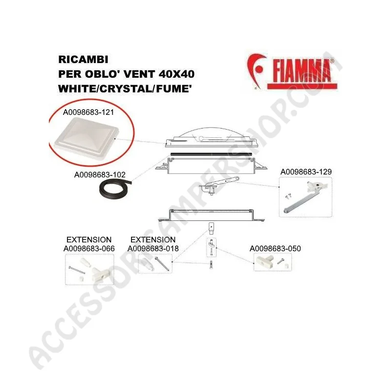 Kit Coperchio Bianco Vent 40x40 Ricambio Fiamma | Accessoricampershop.com