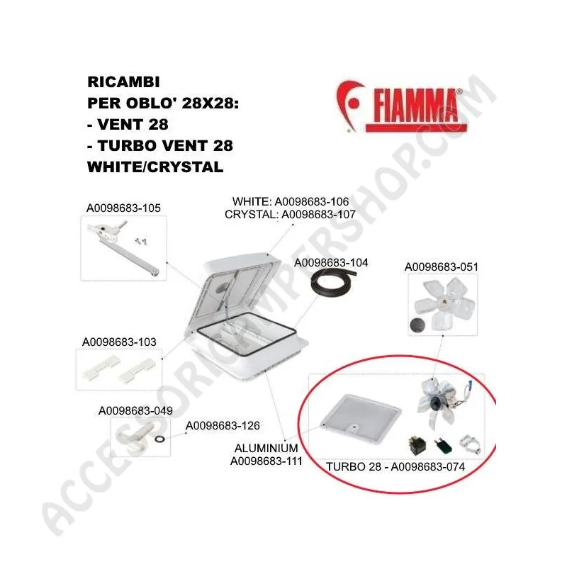 KIT TURBO 28 Ricambio Fiamma per Turbo-Vent 28 | Accessoricampershop.com