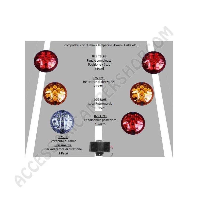 Kit Fanali Posteriori LED 95mm per Camper | Accessoricampershop.com