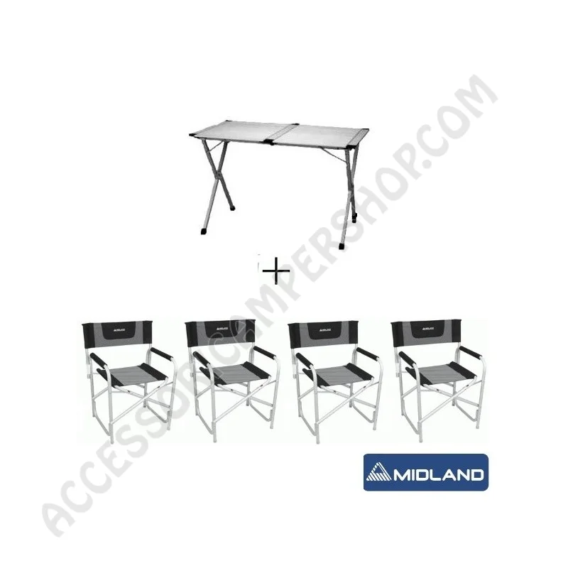 Kit Tavolo Pieghevole e 4 Sedie da Campeggio | Accessoricampershop.com