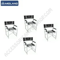 Kit Quattro Poltrone Sedie Regista Midland Grigio/Nero | Accessoricampershop.com