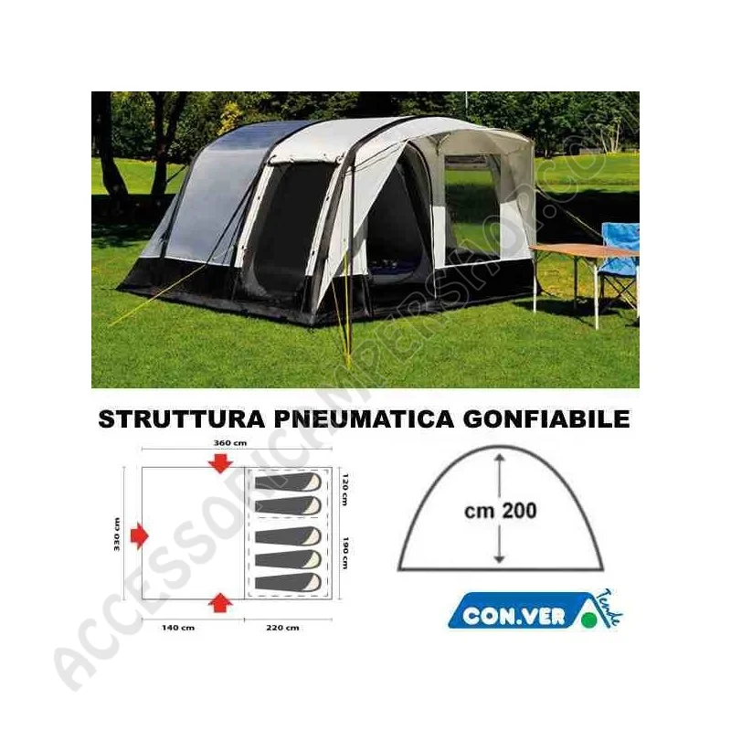 Tenda Gonfiabile TIERRA 5 Posti per Campeggio | Accessoricampershop.com